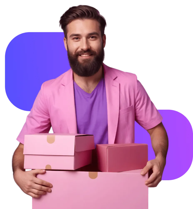 A man holding several packages