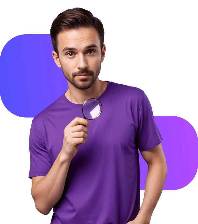 Man holding a magnifying glass