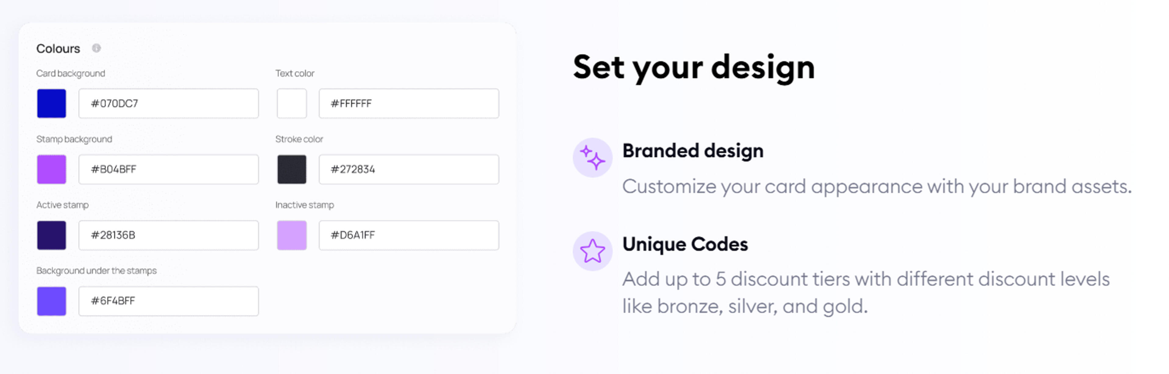 Celebrate Customize Your Design Design colors for loyalty cards