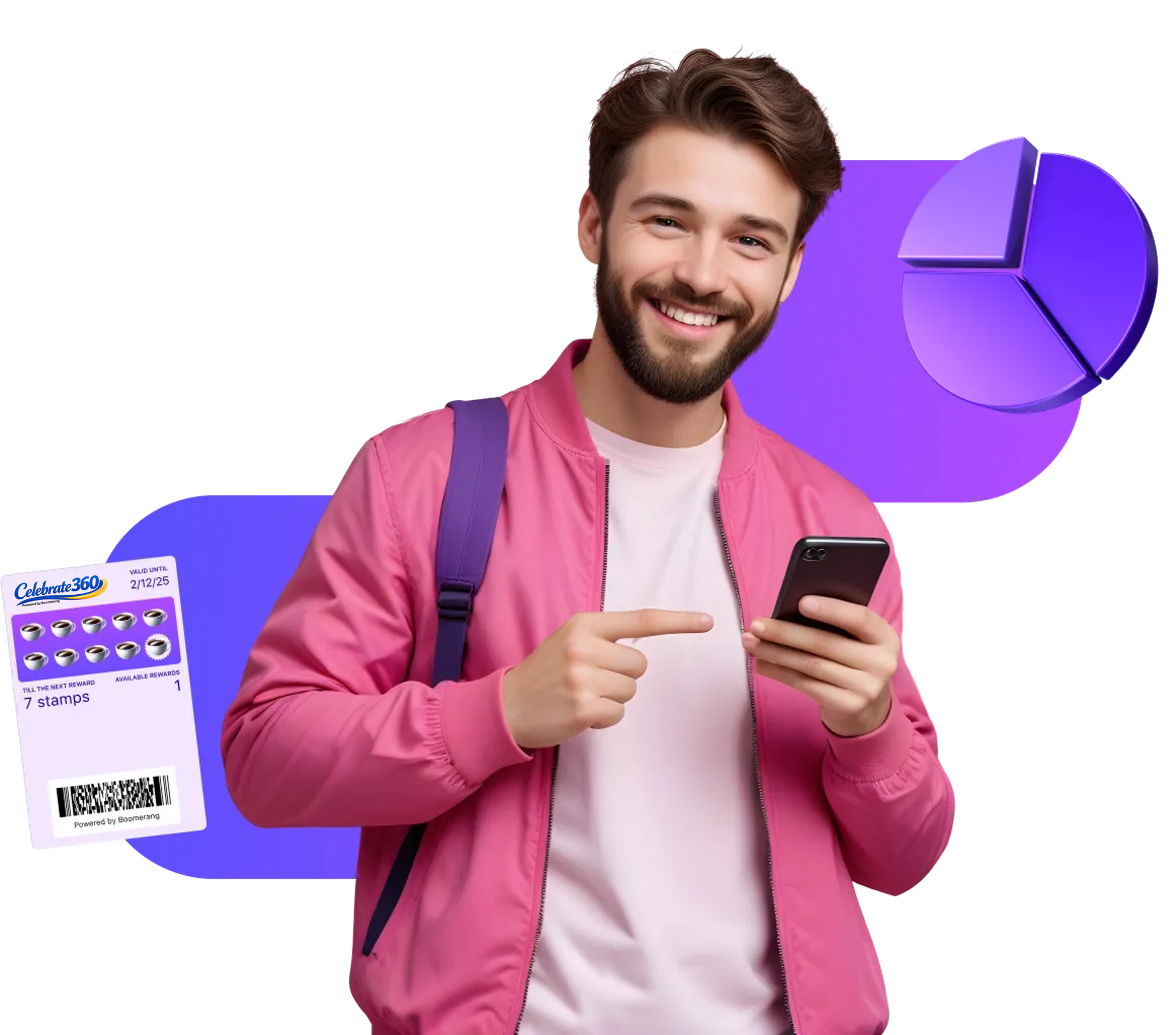 Man with phone and loyalty card